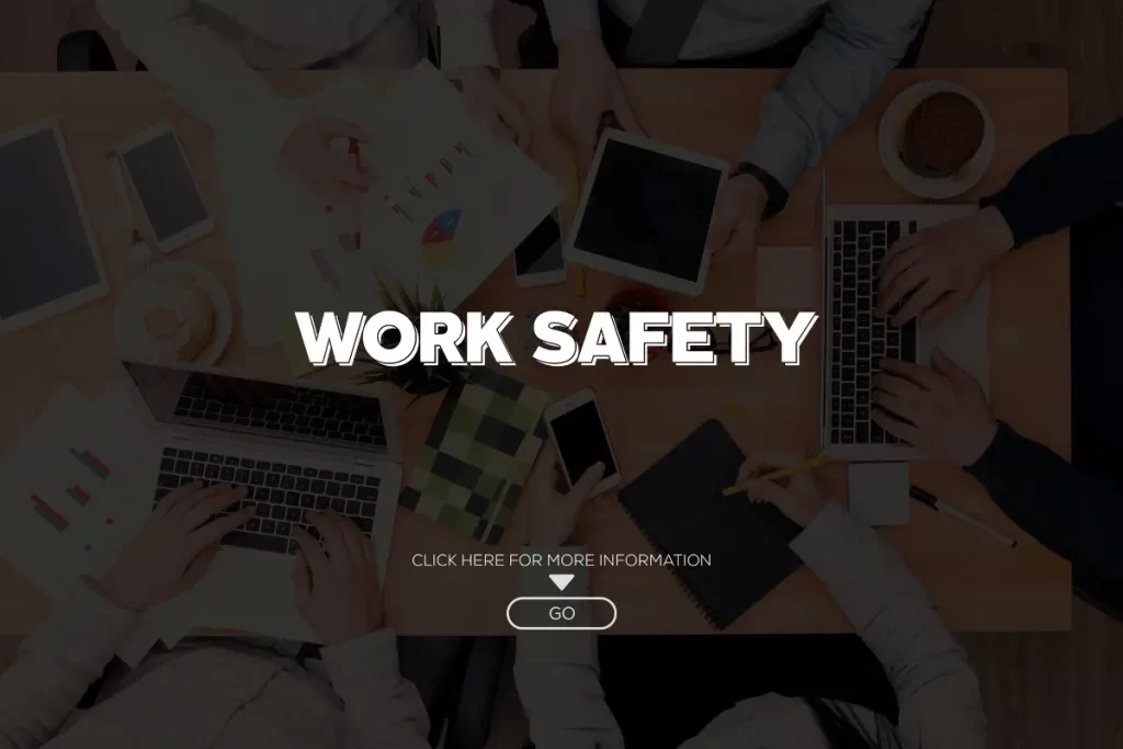 schermata con la scritta "Work safety"