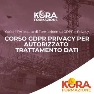 Locandina con il nome del "Corso GDPR Privacy per Autorizzato Trattamento Dati"